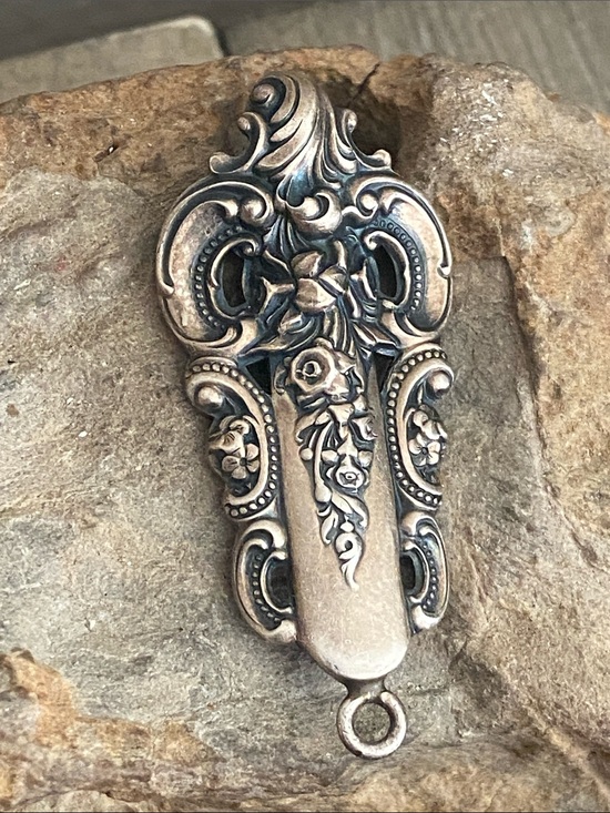 Vintage Jewelry - Vintage 40s Grand Baroque Sterling Silver Pendant by Wallace